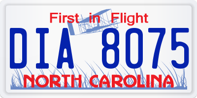 NC license plate DIA8075