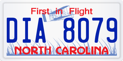 NC license plate DIA8079