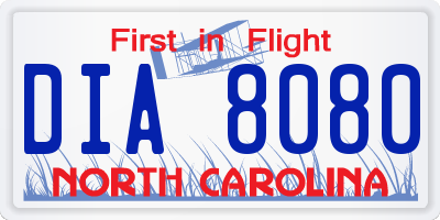 NC license plate DIA8080