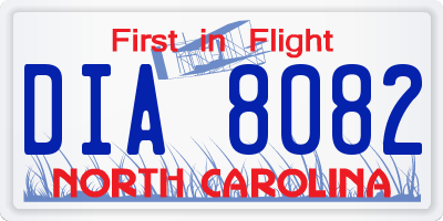 NC license plate DIA8082