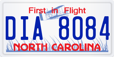 NC license plate DIA8084