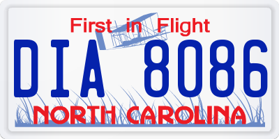 NC license plate DIA8086