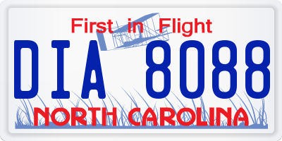 NC license plate DIA8088