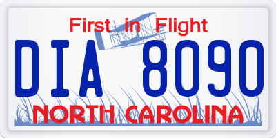 NC license plate DIA8090