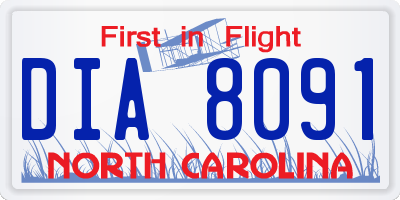 NC license plate DIA8091