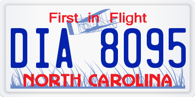 NC license plate DIA8095