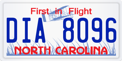 NC license plate DIA8096