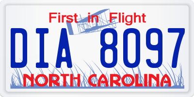 NC license plate DIA8097