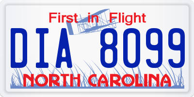 NC license plate DIA8099
