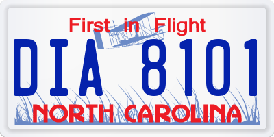 NC license plate DIA8101