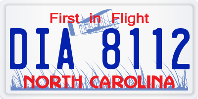 NC license plate DIA8112