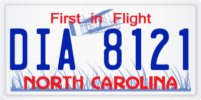 NC license plate DIA8121