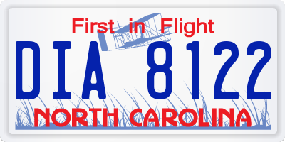 NC license plate DIA8122