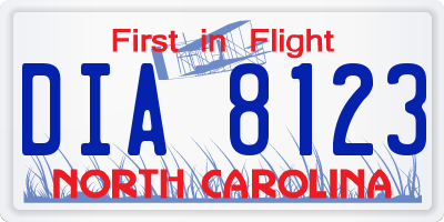 NC license plate DIA8123