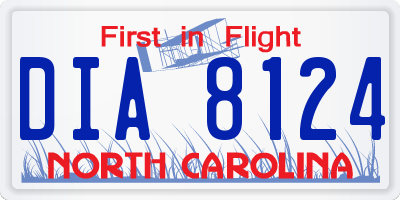 NC license plate DIA8124