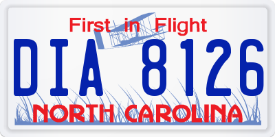 NC license plate DIA8126
