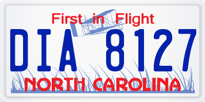 NC license plate DIA8127