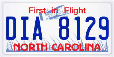 NC license plate DIA8129