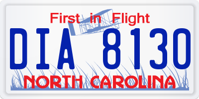 NC license plate DIA8130