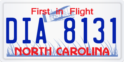 NC license plate DIA8131