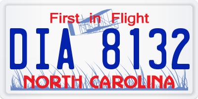 NC license plate DIA8132