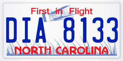 NC license plate DIA8133