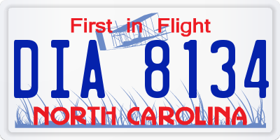 NC license plate DIA8134