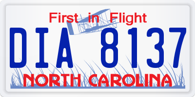 NC license plate DIA8137