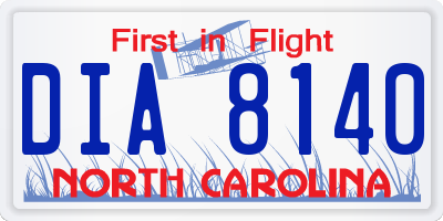 NC license plate DIA8140