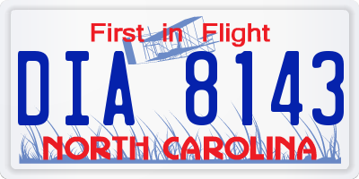 NC license plate DIA8143