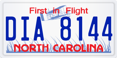 NC license plate DIA8144