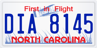NC license plate DIA8145