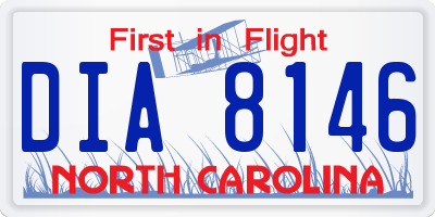 NC license plate DIA8146