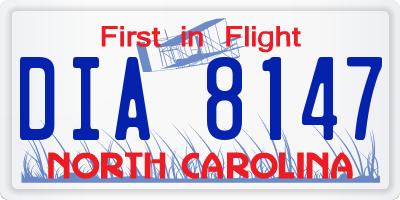 NC license plate DIA8147
