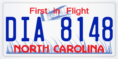 NC license plate DIA8148