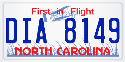 NC license plate DIA8149