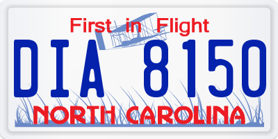 NC license plate DIA8150