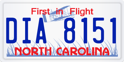 NC license plate DIA8151