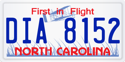 NC license plate DIA8152