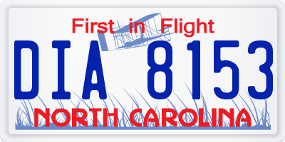 NC license plate DIA8153