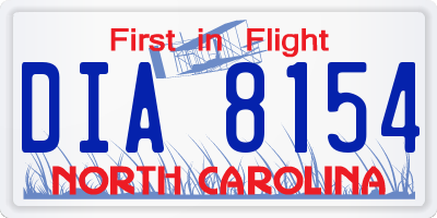 NC license plate DIA8154