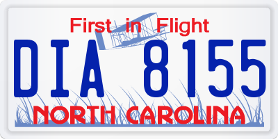 NC license plate DIA8155