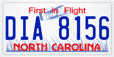 NC license plate DIA8156