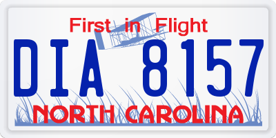 NC license plate DIA8157