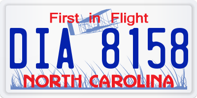NC license plate DIA8158