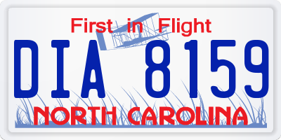NC license plate DIA8159