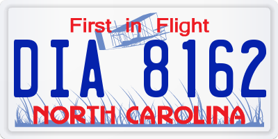 NC license plate DIA8162