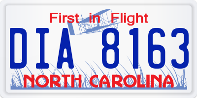 NC license plate DIA8163