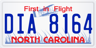 NC license plate DIA8164