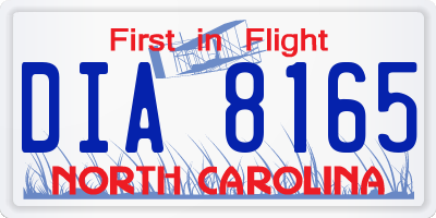 NC license plate DIA8165